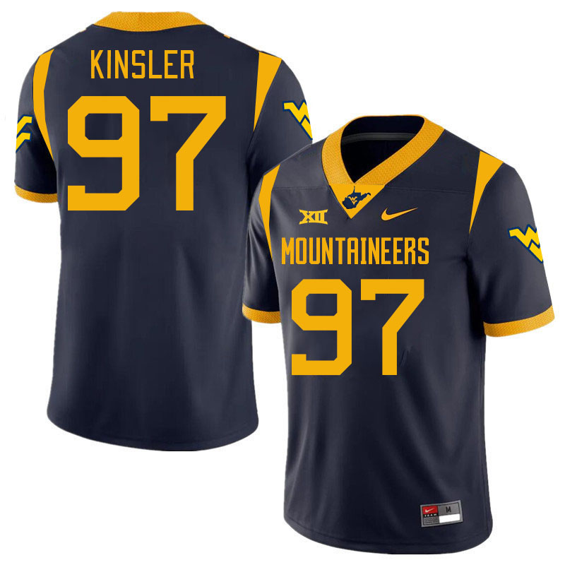 Men #97 Elijah Kinsler West Virginia Mountaineers College 2024 New Uniforms Football Jerseys Stitche